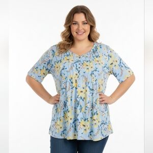 N Touch Light Blue Floral Shirt
